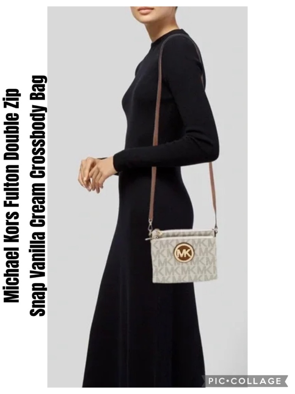 Michael Kors Fulton Double Zip Snap Vanilla Cream Crossbody Bag